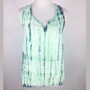 ⛱️Splendid - Green & White Tie Dye Tank Top - S